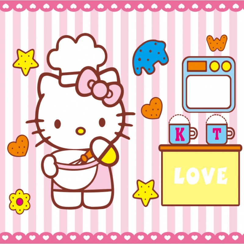 大型壁画电视背景墙卧室粉色公主房壁纸儿童卡通墙纸hellokitty猫壹德