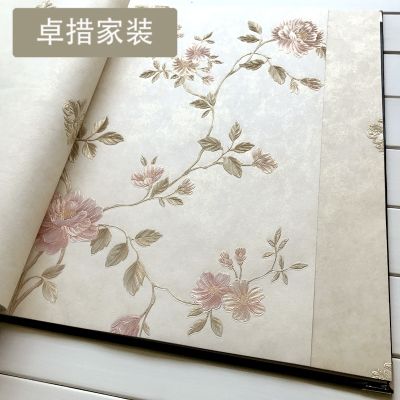 美式田园壁纸 温馨卧室墙纸 精致蔷薇花壁纸 3D立体浮雕墙纸 U984壹德壹 3号米色