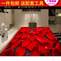 促销 浪漫玫瑰花瓣3D地板贴 自粘防水可移除不留胶卧室婚房地画壹德壹