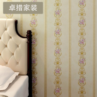 温馨卧室田园墙纸 竖条纹小碎花立体AB搭配壁纸 3D浮雕壁纸 U986壹德壹