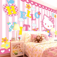 幼儿园大型壁画 儿童房女孩公主卧室床头背景墙卡通墙纸kitty壁纸壹德壹