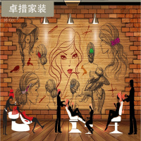 欧式理店廊个性墙壁纸壁画潮流复古欧美风美容美工装背景墙壹德壹