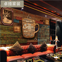 3d复古咖啡馆餐厅KFC酒吧网咖英文字母杯子背景墙纸壁纸无缝壁画壹德壹