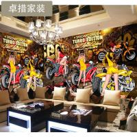 3D街头摩托赛车酷炫美女背景墙纸餐厅涂鸦壁画咖啡厅KTV酒吧壁纸壹德壹