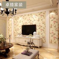 美式田园壁纸 温馨卧室墙纸 精致蔷薇花壁纸 3D立体浮雕墙纸 U984壹德壹