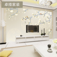 定制 墙布无缝3d壁画中式花鸟电视背景墙壁纸客厅沙卧室无纺布壹德壹