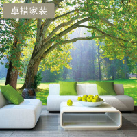 定制 简约田园风景定制壁画大树 3d立体客厅电视沙背景墙纸壁纸壹德壹