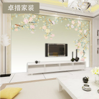 定制 中式玉兰花鸟无缝无纺布壁画 电视背景墙壁纸 卧室墙纸特价壹德壹