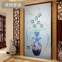 定制 玄关壁纸壁画墙纸 走廊过道背景墙 欧式简约现代 仿彩雕花瓶壹德壹