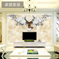 定制 无缝大型3D客厅沙电视背景墙壁纸 简约欧式花鹿 墙布壁画壹德壹
