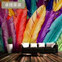 定制 欧式壁纸七彩羽毛大型壁画 浮雕 电视背景墙纸卧室客厅沙壹德壹