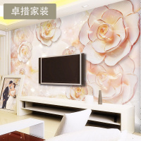 定制 3D立体墙纸壁画现代简约钻石玫瑰无纺无缝墙布客厅电视背景壹德壹