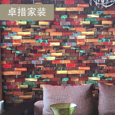 3D复古砖纹砖块砖头怀旧立体防水墙纸工业风饭店餐厅火锅店铺壁纸壹德壹
