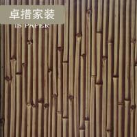 古典中国风仿木纹墙纸复古仿竹子立体吊顶天花板壁纸书房饭店背景壹德壹