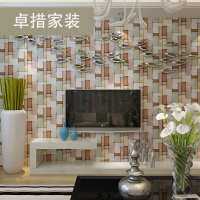 家装墙纸 中式仿木纹格子古典3D个性壁纸客厅卧室电视背景墙立体壹德壹