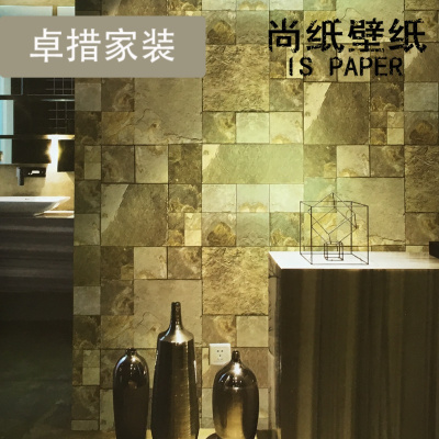 复古工业风大理石立体墙纸仿古文化石砖块个性防水理店壁纸包邮