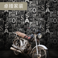 复古个性英文字母墙纸怀旧立体防水壁纸饭店餐厅咖啡室理店背景壹德壹