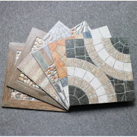 田园木纹鹅卵石地砖400*400室外广场花园阳台瓷砖防滑仿古地板砖壹德壹