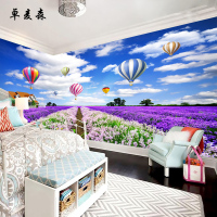 欧式壁画3D自然风景壁纸卧室沙电视背景墙布田园薰衣草无缝墙纸壹德壹