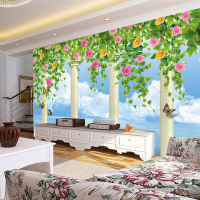无缝壁画客厅墙纸卧室简约电视背景墙沙床头壁纸大海蔷薇花海景壹德壹