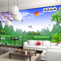 现代中式3D无缝壁画客厅电视背景墙壁纸沙卧室立体墙纸山水画壹德壹