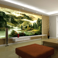无缝立体定制墙纸壁画中式客厅卧室沙电视背景墙布壁纸山水画壹德壹