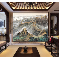 3d定制壁画无缝墙布客厅3d电视背景墙壁纸中式无纺布手绘长城墙纸壹德壹