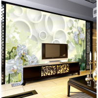 无缝中式墙布定制壁画客厅3d电视背景墙壁纸无纺布墙纸家和玉兰花壹德壹