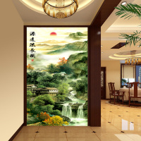 无缝3D立体玄关山水画大型壁画中式壁纸电视背景墙纸客厅沙壁纸壹德壹