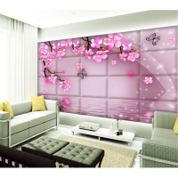 电视背景墙纸壁纸客厅卧室3D无纺布无缝墙布大型壁画个性蝴蝶粉色壹德壹