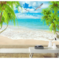定制无缝客厅沙3D影视地中海电视背景墙纸壁纸壁画大海沙滩墙布壹德壹