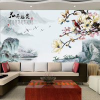 无缝3d立体大型壁画中式山水电视机背景墙墙纸客厅沙影视墙墙布壹德壹