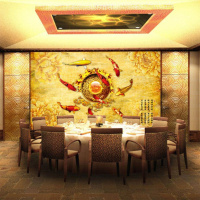 大型壁画客厅墙纸卧室电视沙背景墙纸复古九鱼图墙画壁纸壹德壹