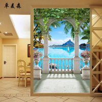 电视背景墙壁纸田园3d玄关大海墙纸卧室无缝墙布无纺布定制壁画壹德壹