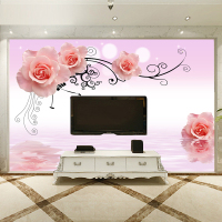无缝3d个性定制简约粉色浪漫水纹玫瑰壁画电视背景墙壁纸墙布墙纸壹德壹