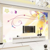 无纺布墙纸简约欧式卧室蝴蝶花样现代3d电视背景壁纸客厅大型壁画壹德壹