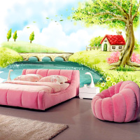 3d立体儿童房卡通电视背景墙纸壁纸壁画客厅无纺布大型墙画树木壹德壹