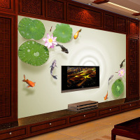 无缝3d大型壁画餐厅电视背景墙壁纸客厅墙背景墙纸无纺布荷花荷叶壹德壹
