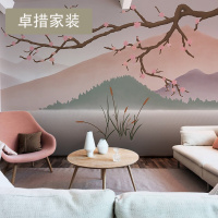 手绘日式简约定制大型壁画卧室客厅新中式壁纸电视背景墙纸壹德壹
