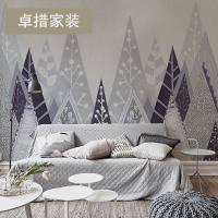 树林北欧风壁纸定制无缝墙布现代简约墙纸无纺布电视背景壁画壹德壹