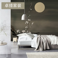 新中式墙纸无纺布客厅背景墙餐厅壁纸定制无缝墙布玄关大壁画壹德壹