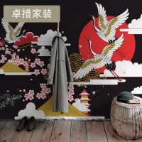 日式餐厅酒吧复古个性墙纸卧电视背景艺术壁纸定制壁画浮世绘壹德壹