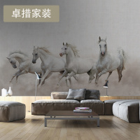 斑马骏马北欧墙纸客厅背景墙定制壁纸无缝墙布现代简约电视墙壹德壹