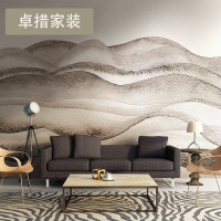 新中式电视背景墙定制无缝墙纸墙布客厅壁纸大型壁画山水玄关壹德壹