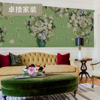蔷薇梵高美式乡村复古艺术壁纸电视背景墙纸定制壁画油画壁布壹德壹