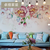 大花欧式墙纸无纺布田园墙布个性壁纸电视背景墙定制壁画壁布壹德壹
