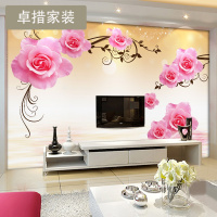 现代简约中式大型壁画 简约粉色花卉电视背景墙纸卧室客厅壁纸壹德壹