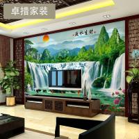 客厅电视背景墙纸 中式3D无纺布壁纸 卧室大型墙纸壁画 流水生财壹德壹