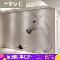 3d创意壁画电视背景墙个性壁纸白马北欧艺术客厅墙纸简约卧室墙布壹德壹