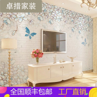 3D怀旧复古手绘树叶花卉壁纸卧室沙电视背景墙纸北欧简约壁画壹德壹